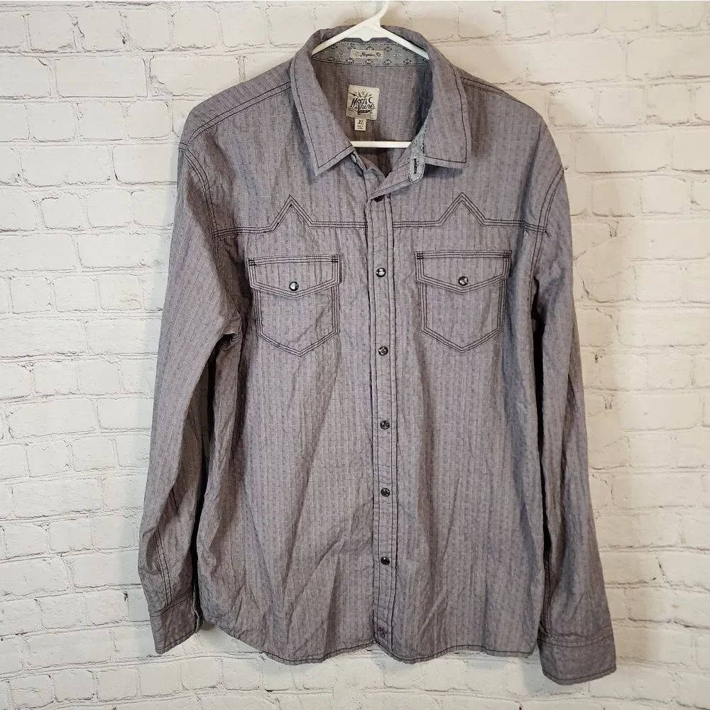 Men's Moon Shine longsleeve pearl snapped button-down shirt, size XL